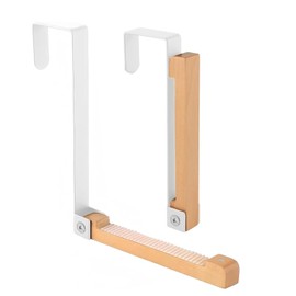 CMANLNYK 2PCS Foldable Over Door Hooks - Over The Door Hanger Foldable, Door Coat Hanger with Non-Slip Straps, Bathroom Door Hook, Metal Hangers for Clothes, Over Door Hooks for Bedrooms, White