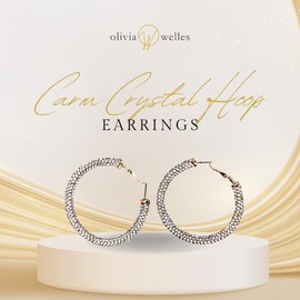 Olivia Welles Carm Crystal Hoop Earrings for Women, Gold Plated Rhinestone Hoop Earrings for Women Fashion Jewelry on Any Occasion (Gold/Clear)