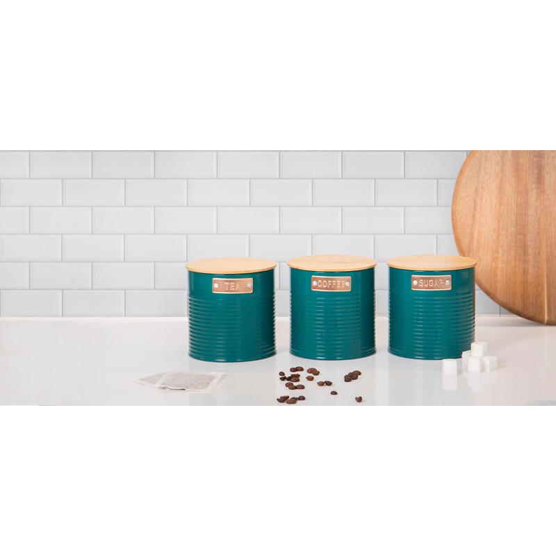 KitchenCraft Storage Canisters, Teal, 3 Pieces, Gift Boxed
