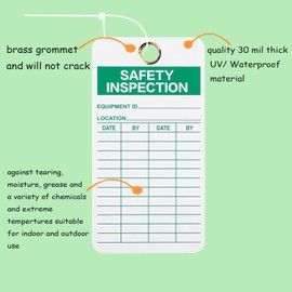 Lionshop Safety Inspection Tags for Accident Prevention with Zip Ties Multi Purpose Cable Ties for Indoor Outdoor Fire Extinguisher Scaffold Ladder, UV/Paper, 5.75"x 3", Pack of 25