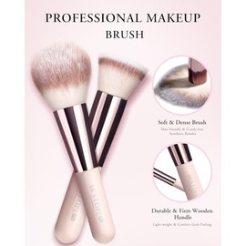 Pinceles de maquillaje con estuche, juego de 20 pinceles de maquillaje de viaje, base corrector rubor sombra de ojos juego de pinceles contorno polvo 
