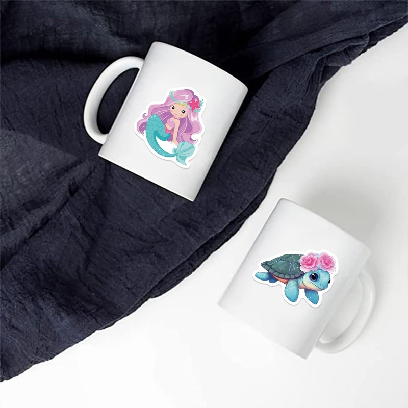 50Pcs Mermaid Sticker, Cute Marine Organism Stickers(Mermaid)