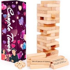 Fasouna 2025 Fun Valentine's Day Gift - 54Pcs Block Tower Game,Couples Stacking Blocks, Challenge for Date Night Anniversary(Special Edition)