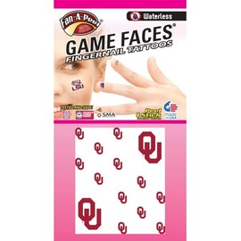 Oklahoma University (OU) Sooners – Waterless Peel & Stick Temporary Fingernail Tattoos – 12 Fingernail Tattoos & 2 Spirit Tattoos