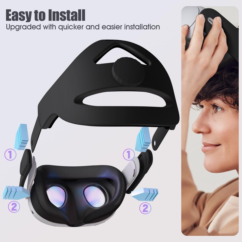 Orzero Head Strap Compatible for Quest 3S/Quest 3/Quest 2 Accessories