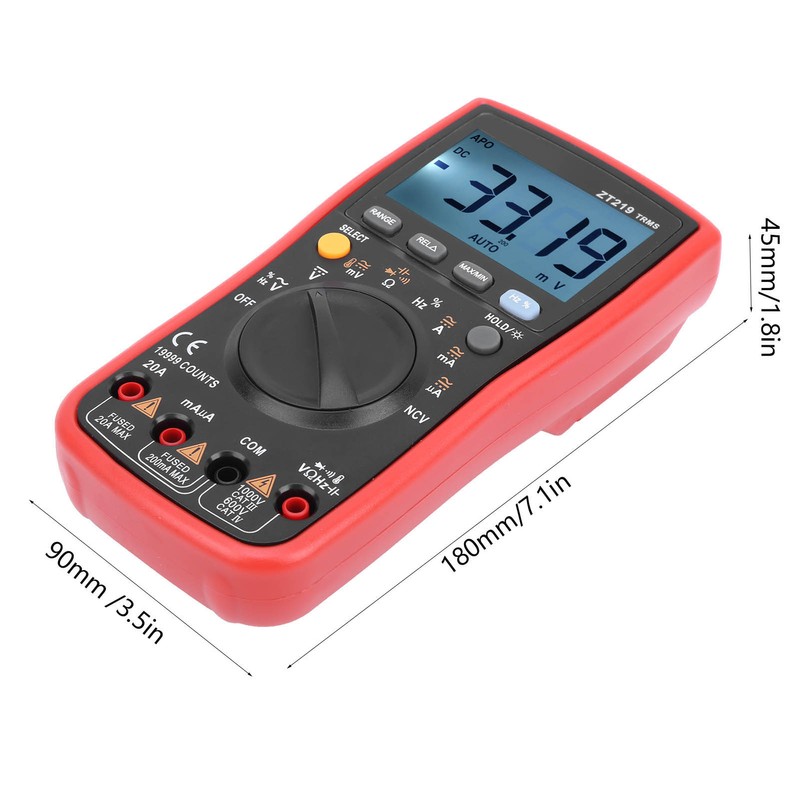 ZT219 Auto Range Digital Multimeter Ac DC Voltage TrueRMS Tester