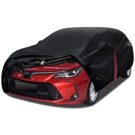 6 Layers Car Cover Waterproof All Weather for Automobiles, Size A2 with Door Zipper & Cotton Universal Fit for Toyota Corolla, Honda Civic, Kia Forte,Hyundai Elantra (178-186 inch)