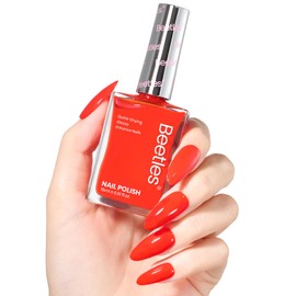 Beetles Red Nail Polish-1Pcs 15ml Fast Drying & Long Lasting Nail Polish Scarlet Red Nail Lacquer Glossy Finish Nail Art Design for Women,0.51 FL OZ