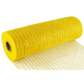 AVANAVA 10 Inch x 10 Yard Metallic Deco Mesh Poly Burlap Ribbon - Metallic Yellow