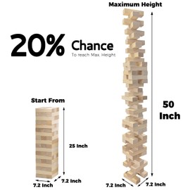 SPORT BEATS Giant Tower Game Outdoor Games 54 Blocks Stacking Game Includes Carry Bag and Scoreboard