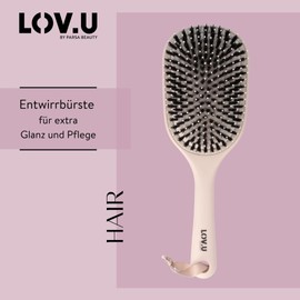 PARSA Beauty LOV.U Detangling Brush Wet & Dry (Pink) - Hair Brush with Multi-Flexible Nylon Pins and Boar Bristles - Hair Brush - Hair Brush - Hair Brush Women