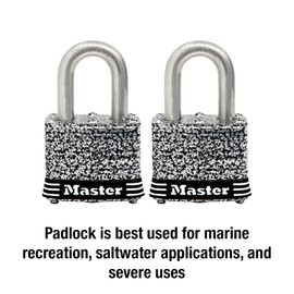 Master Lock 3SST Stainless Steel Outdoor Padlock with Key, 2 Pack Keyed-Alike