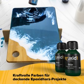 epoxid1® Epoxy Resin Paint | Opaque Epoxy Resin Paint | Paste for Dyeing Resin | Strong Opaque & Brilliant | Colours for Epoxy Resin (Green RAL-6005)