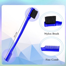 Geiserailie 3 Pcs Slick Back Hair Brush Set Bristle Brush Edge Control Teasing Comb for Women Black Hair(Dark Blue)