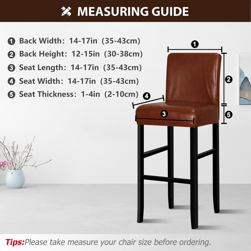 Lebaley 2 Pack Bar Stool Covers with Backs Waterproof Stretch