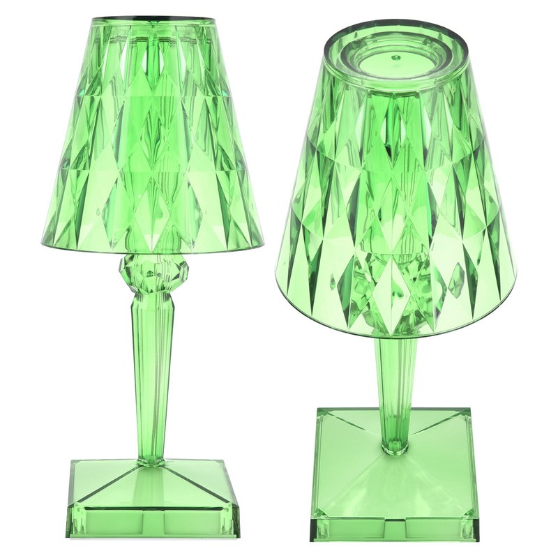 LED Crystal Table Lamp Transparent Prism Dimmable Desk Lamp USB