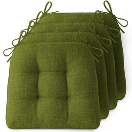 FlyGulls Non-Slip Chair Cushions for Dining Chairs Set of 4 Thick Kitchen Chair Pads Dining Room Seat Cushion with Ties 16" x 16" x 4" Olive Green