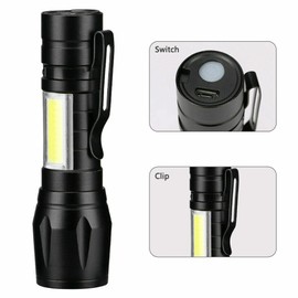 Battery Connection MIni COB LED Flashlight Tactical Light Super Bright Torch USB Rechargeable Lamp