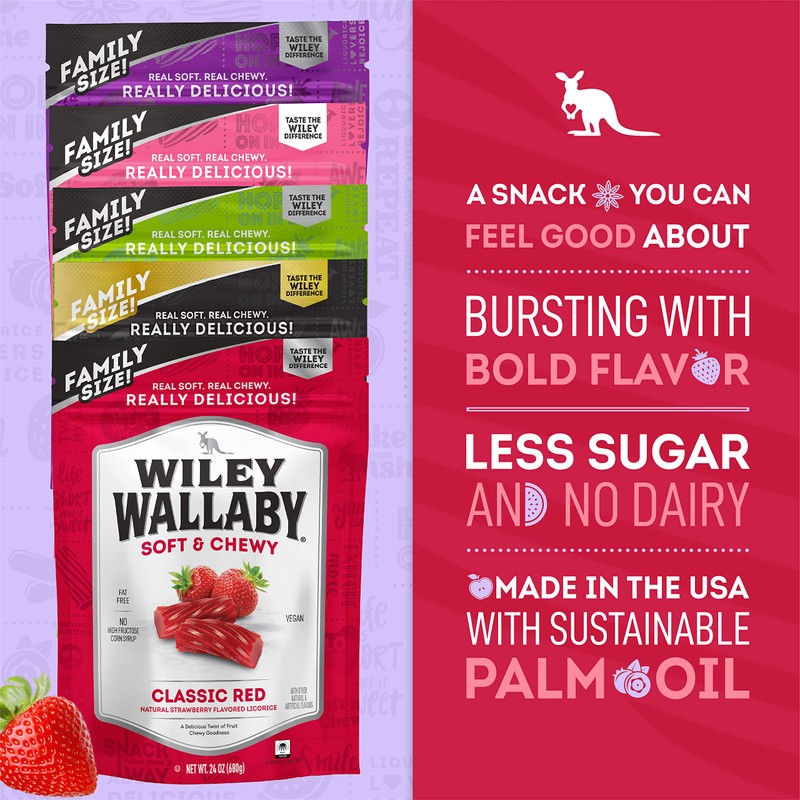 Wiley Wallaby Licorice 24 Ounce Classic Gourmet Australian Style Soft