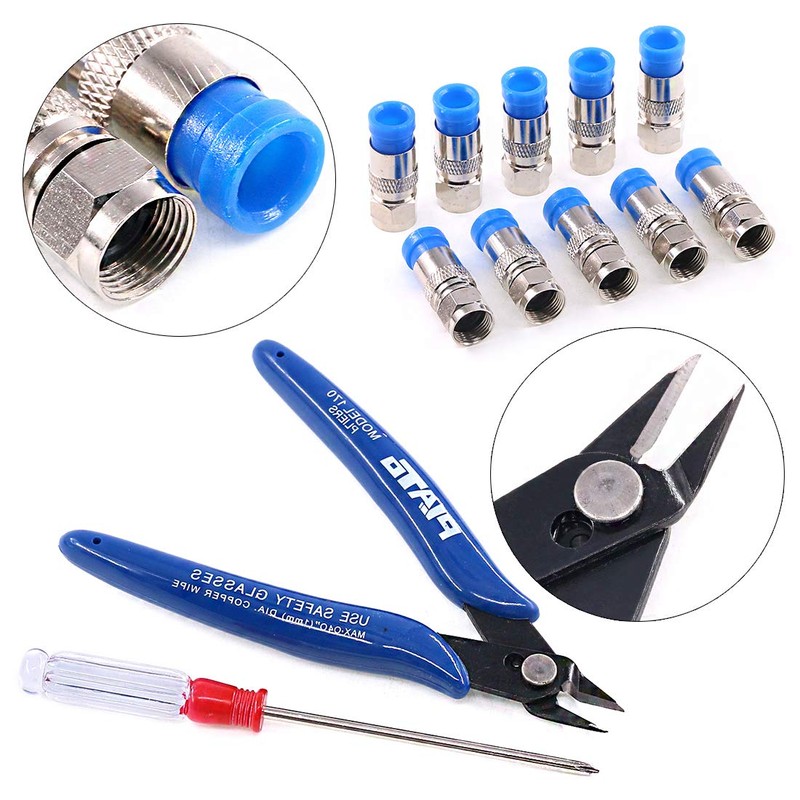 Swpeet 14Pcs Coax Cable Crimper Wire Stripper Tool Kit, RG59