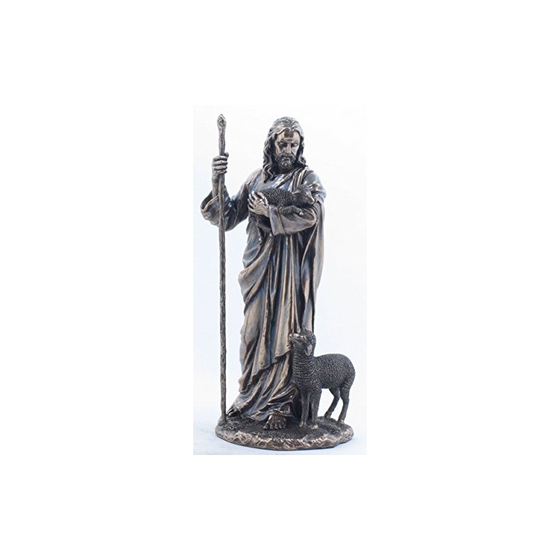 US 11.38 Inch Jesus The Shepherd with Sheep's Cold Cast