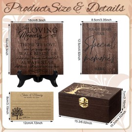 64 Pcs Celebration of Life Memory Cards Box a Limb Has Fallen Tree Life Memory Box with Plaque 2 Wood Sign with 2 Hold with 60 Cards for Sympathy Memorial Funerals Gifts(Traditional Style)
