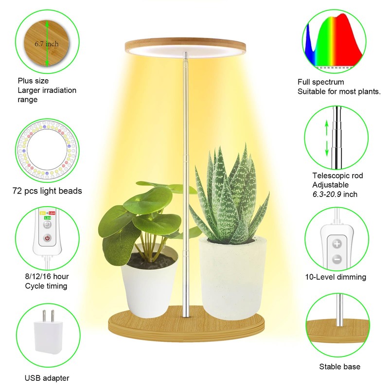 yadoker Plant Grow Light for Indoor Plant,Bamboo Mini LED Grow