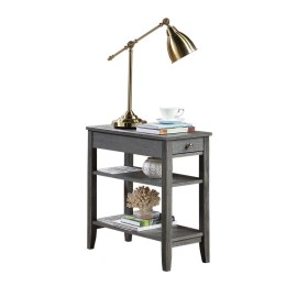 Convenience Concepts American Heritage 1 Drawer Chairside End Table with Shelves Wirebrush Dark Gray