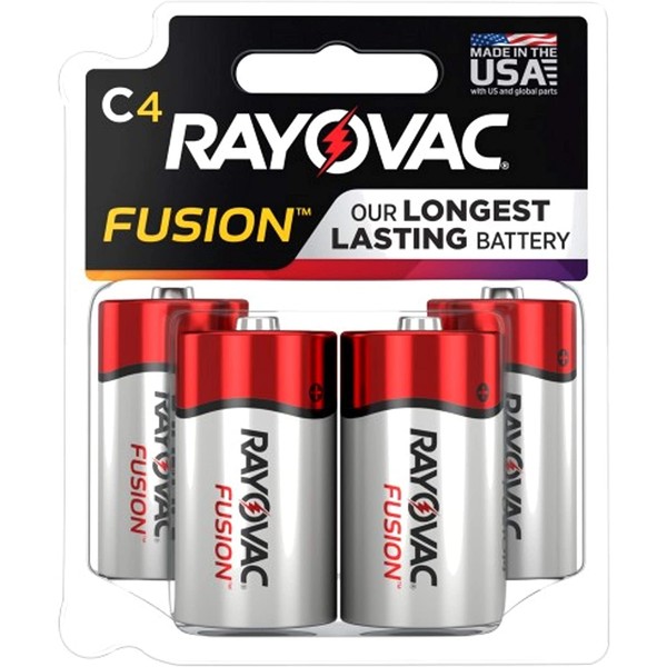 Rayovac Fusion C Batteries, Premium Alkaline C Cell Batteries (4 Battery Count)