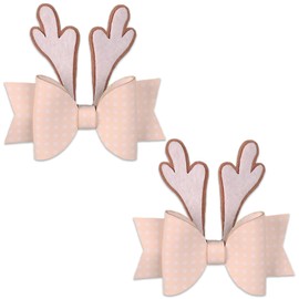 Christmas Reindeer Antler Hair Bow Clips for Women Cute Deer Hair Clips for Girls Elk Hair Barrettes Antler Hair Pins Winter White Reindeer Bows Hair Clips Christmas Party Hair Accessories 2Pcs