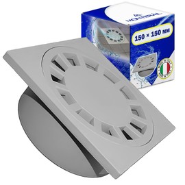 Floor Drain 150 x 150 mm Vertical with Square Grid - Made in Italy MONTERAL