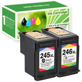 Limeink 2 Pack Remanufactured PG-245XL CL-246XL High Yield Ink Cartridges (1 Black, 1 Color) for Pixma iP2820 MG2420 MG2520 MG2920 MG2924 MG2922 MX492 Shows Accurate Ink Level