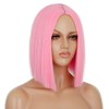 ENTRANCED STYLES Pink Wig Synthetic Straight Hair Middle Part Shoulder
