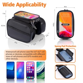 HOMEE Bike Frame Bag, Bike Phone Mount Bag Waterproof, Bicycle Handlebar Bag with Touch Screen,Top Tube Bike Bag Fits Phones Under 6.2",Bicycle Accessories Large Capacity Bike Bags