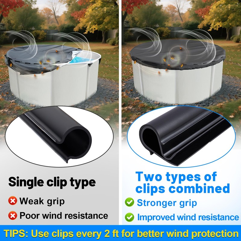 48 Pack 2 Shapes Winter Pool Cover Clips - Double