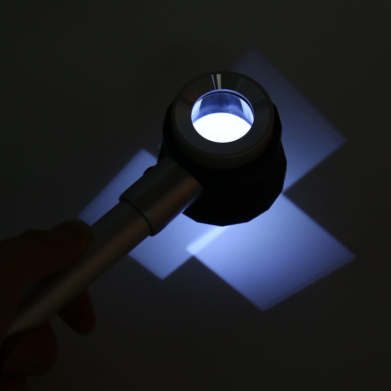 Handheld 10X Magnifier Loupe 3 LEDs Optical Glass with Measure