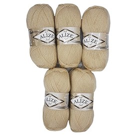 Alize Sal 5 x 100 g Glitter Wool for Knitting and Crochet, 500 g Metallic - Wool