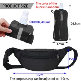 BDSHUNBF Fanny Pack Fashionable Waist Bag Bum Bag, with Folding Water Bottle, Waist Pack Bag Adjustable Water Resistant, Belt Bag for Women Men Sports Walking Running Hiking Jogging Outdoor Sports