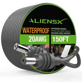 ALIENSX DC Power Cable for Starlink Mini, Reliable 46M/150FT Replacement Extension Cord, Weatherproof & Waterproof Power Supply Accessories for Outdoor Home Camping RV, Gray