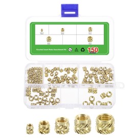 sourcing map 150Pcs M2 M3 M4 M5 M6 Knurled Insert Nuts, Brass Knurled Threaded Embedment Nuts 3D Printing Brass Nuts for 3D Printing Parts Laptop Automotive Plastic Shell