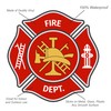 Fire Dept Maltese Cross Shaped Sticker - Red Yellow Firefighter,