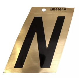 Hillman 3" Black on Gold Angle-Cut Mylar Mailbox Letter N