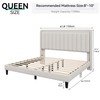 YITAHOME Queen Bed Frame with Adjustable Velvet Wingback Headboard 43.3"-47.4",