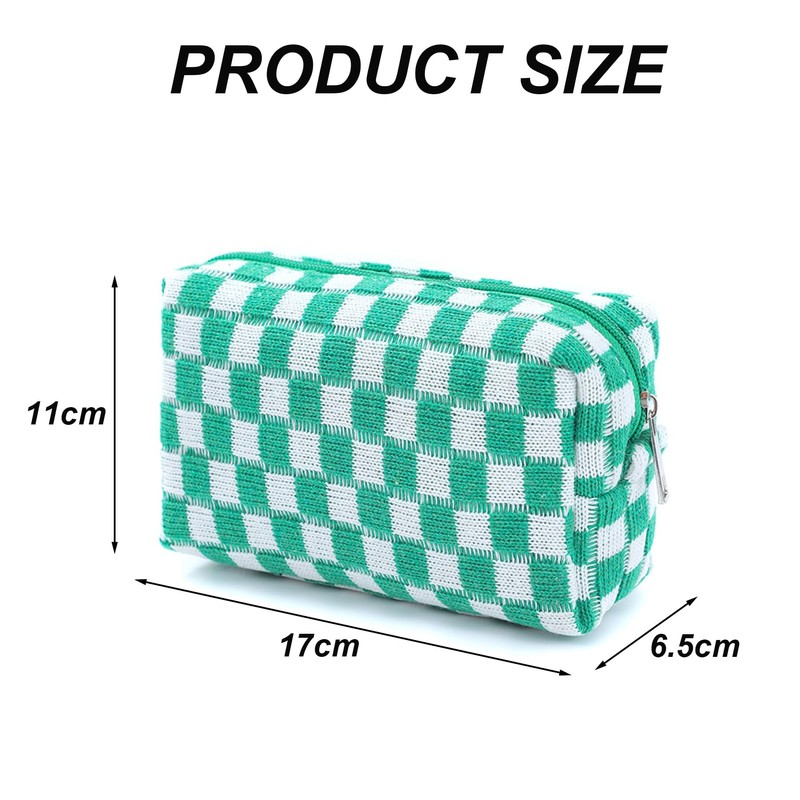 Knitted Wool Checkerboard Pencil Case - Preppy, Aesthetic, Corduroy for