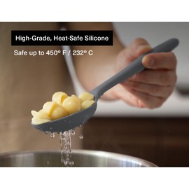 Misen 12" Silicone Slotted Spoon – Comfortable Grip, Sturdy Nylon Core, Heat Safe to 450ºF - Dishwasher Safe – Perfect for Stirring & Serving - Gray