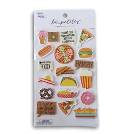 Fast Food 3D Stickers for Crafts, Scrapbooks -Hangry - 19 Pieces