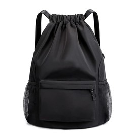 RITUEXCESS Drawstring Backpack Sports Gym Bag with Shoe Compartment, Women Men Waterproof Drawstring Backpack Drawstring, Weekend Outing Bag, Backpack