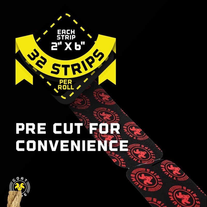 Thumb Strips Pre Cut Athletic Tape for Fingers - Black