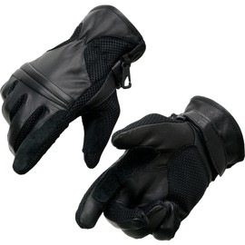Milwaukee Leather SH296 Men's Black Leather Mesh Racing Motorcycle Hand Gloves W/Padded Knuckle - X-Small
