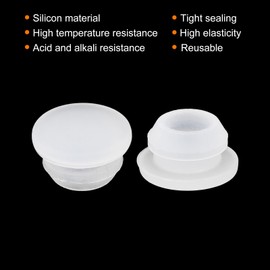 MECCANIXITY 10pcs Silicone Snap in Locking Hole Plugs,8mm/0.3 Inch Mounting Diameter Narrow Groove Width 2mm Panel Seal Cover Round for Kitchen Bulkheads Waterproof Sealing Plugs Clear